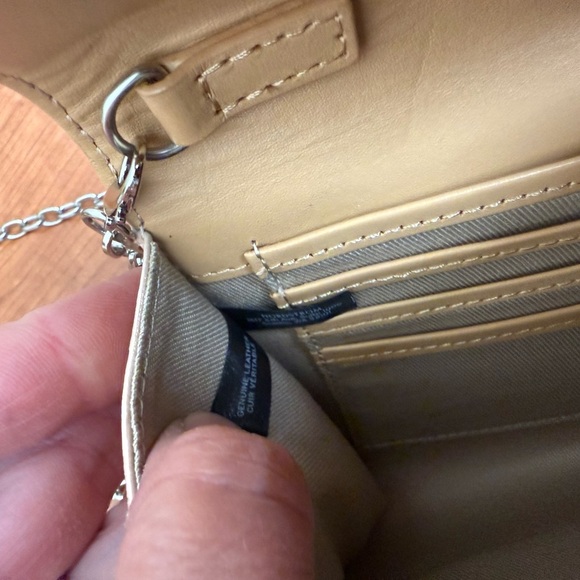 Halogen Tan Crossbody Clutch With Silver Chain EUC - Picture 9 of 12